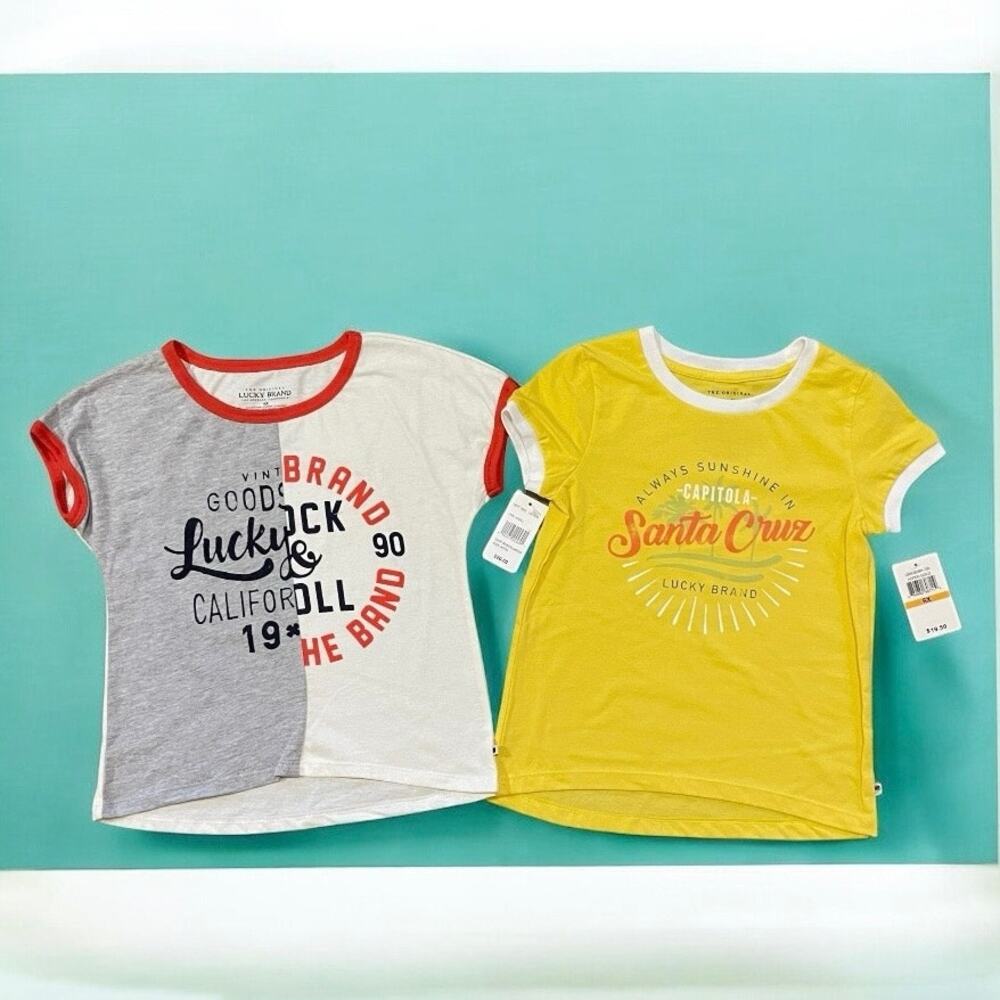 Lucky Brand Girls T-Shirt Bundle Multicolor Graphic Short Sleeve Size 6X
